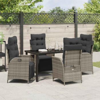 ARDEBO.de - 5-teiliges Garten-Essgruppe Grau Poly-Rattan