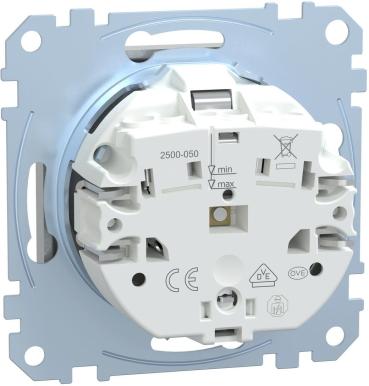 Merten MEG2305-0460 SCHUKO Steckdose mit Überspannungsschutz und Schriftfeld, System M, erhöhter Berührungsschutz, Steckklemmen, aluminium matt