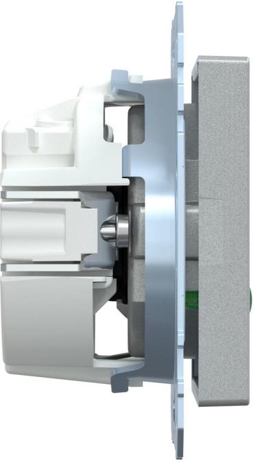 Merten MEG2305-0460 SCHUKO Steckdose mit Überspannungsschutz und Schriftfeld, System M, erhöhter Berührungsschutz, Steckklemmen, aluminium matt