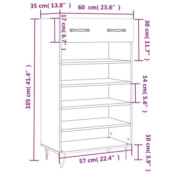 Schuhschrank Sonoma-Eiche 60x35x105 cm Holzwerkstoff