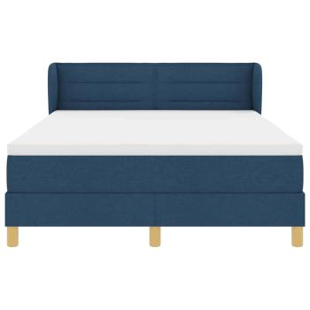 Boxspringbett mit Matratze in Blau, 140x190 cm, Stoff