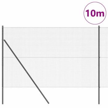 Geschweißter Drahtzaun mit 7 Pfosten Grau 1.6x10 m Stahl