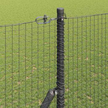 Schweißdrahtzaun mit 7 Pfosten Grau 1,6 x 10 m Stahl