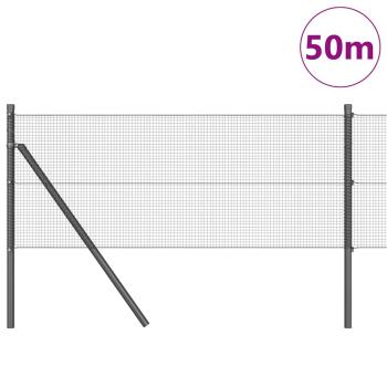 Schweißdrahtzaun mit 13 Pfosten Grau 0.4x50 m Stahl