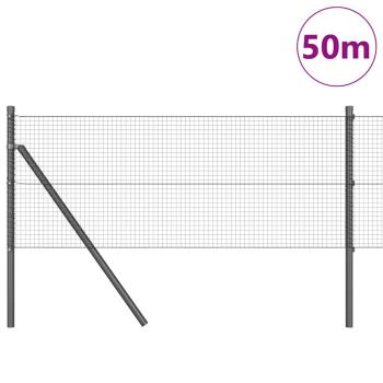Geschweißter Drahtzaun mit 13 Pfosten Grau 0,8x50 m Stahl