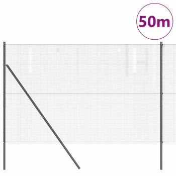 Schweißdrahtzaun mit 7 Pfosten Grau 1,4x50 m Stahl