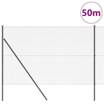 geschweißter Drahtzaun mit 13 Pfosten Grau 1,4x50 m Stahl