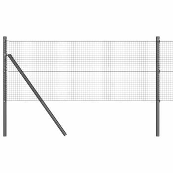 Geschweißter Drahtzaun mit 13 Pfosten Grau 0,8x100 m Stahl