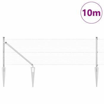 Geschweißter Drahtzaun mit 7 Spike-Posts 0.6x10 m verzinkter Stahl