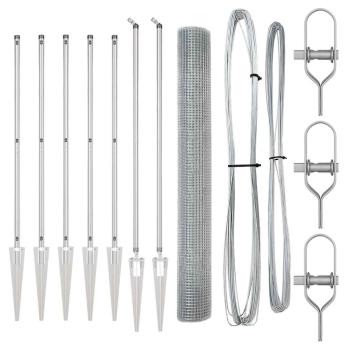 Schweißdrahtzaun mit 7 Spike-Posts 1,2x10 m Verzinkter Stahl