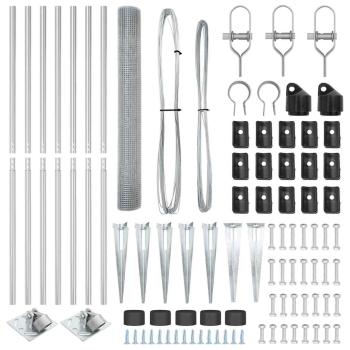 Schweißdrahtzaun mit 7 Spike-Posts 1,2x10 m Verzinkter Stahl
