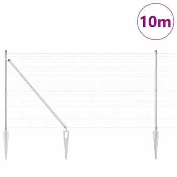 Schweißdrahtzaun mit 7 Spike-Posts 1,4 x 10 m aus galvanisiertem Stahl
