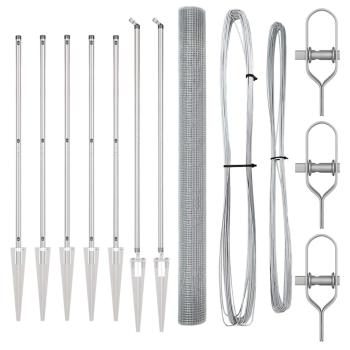 Welschorn Zaun mit 7 Spike-Pfosten 1,5x10 m Feuerverzinkter Stahl