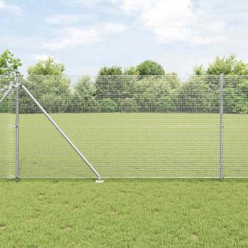 ARDEBO.de - Verzinkter Drahtzaun mit 13 Spike-Pfosten 1x25 m aus verzinktem Stahl