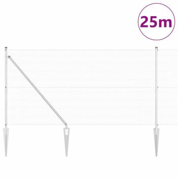 verzinkter Drahtzaun mit 13 Stahlpfosten 1,4x25 m verzinkter Stahl