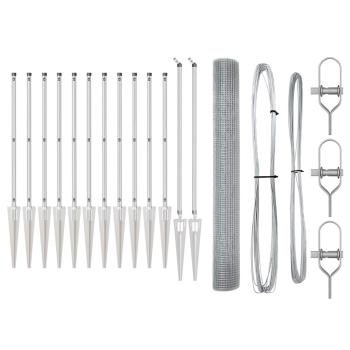 Geknoteter Drahtzaun mit 13 Spike-Posts 1,4x25 m Verzinkter Stahl