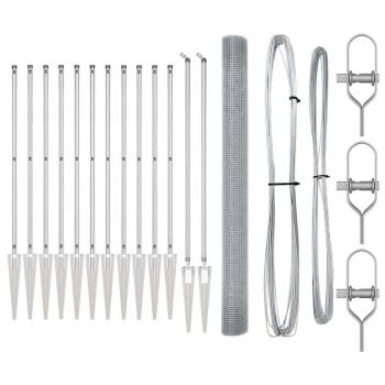 Schweißdrahtzaun mit 13 Spike-Pfosten 1,5x25 m Verzinkter Stahl