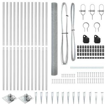 Schweißdrahtzaun mit 13 Spike-Pfosten 1,5x25 m Verzinkter Stahl