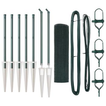 Zaunpfosten-Set Set aus 2 Grün Mit Kunststoff beschichtetem Stahl