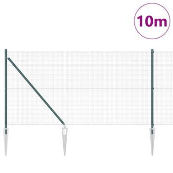 Zaunpfosten Set 2er Set Grün Stahl, PVC-Beschichtung 10 x 1 m
