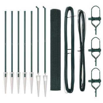 Zaunpfosten Set 2er Set Grün Stahl, PVC-Beschichtung 10 x 1 m