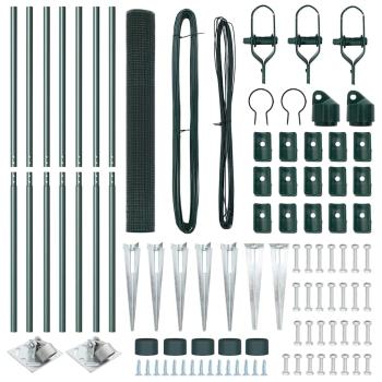 Zaunpfosten Set 2er Set Grün Stahl, PVC-Beschichtung 10 x 1 m
