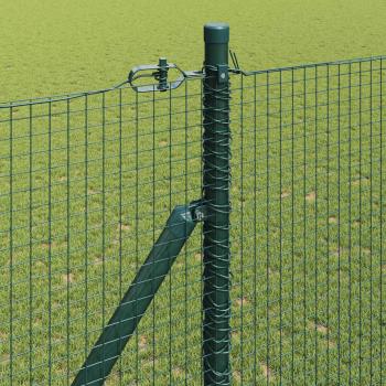 Schweißdrahtzaun mit 7 Spike-Pfosten Grün 1.4x10 m Stahl