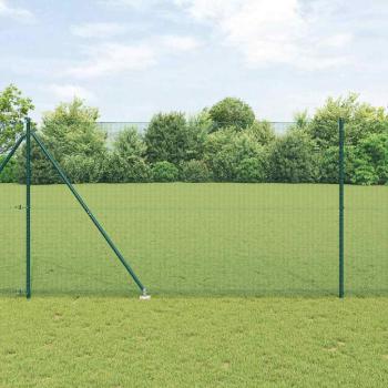 ARDEBO.de - Geschweißter Drahtzaun mit 7 Dornpfosten Grün 1,5x10 m Stahl