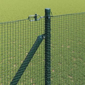Geschweißter Drahtzaun mit 7 Dornpfosten Grün 1,5x10 m Stahl