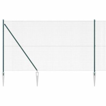Geschweißter Drahtzaun mit 7 Dornpfosten Grün 1,5x10 m Stahl