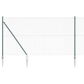 Geschweißter Drahtzaun mit 13 Spike-Pfosten Grün 1,5x25 m Stahl
