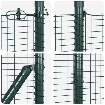 Geschweißter Drahtzaun mit 13 Spike-Pfosten Grün 1,5x25 m Stahl