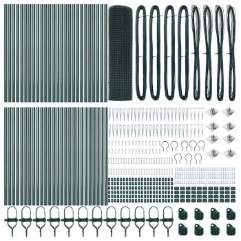 Gabionenzaun mit 13 Spitzenpfosten Grün 0.4x100 m Stahl