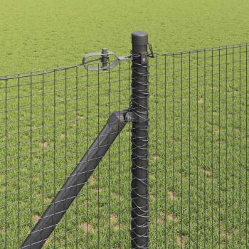 Geschweißter Drahtzaun mit 7 Spikepfosten Grau 1,2x10 m aus Stahl