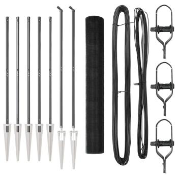 Drahtzaun mit 7 Spike-Posts Grau 1,4x10 m Stahl