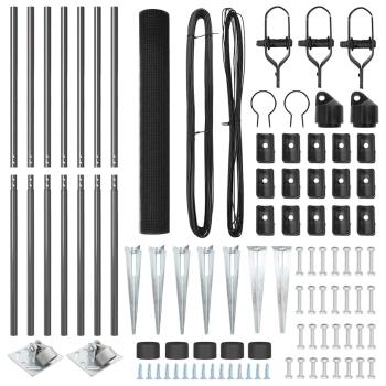 Drahtzaun mit 7 Spike-Posts Grau 1,4x10 m Stahl