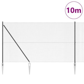 Schweißdrahtzaun mit 7 Spike-Pfosten Grau 1,6x10 m Stahl