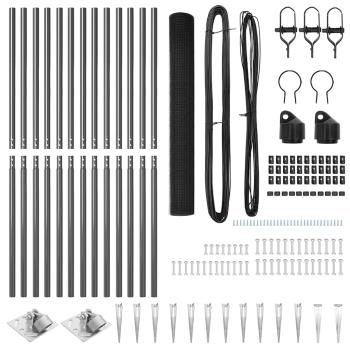 Schweißdrahtzaun mit 13 Spike-Posten Grau 1.2x25 m Stahl