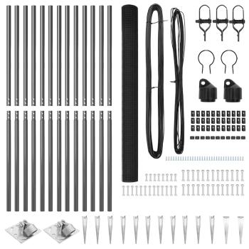 Zaunpfosten Set 2er Set Grau Metall 25 x 1,5 m Langlebig