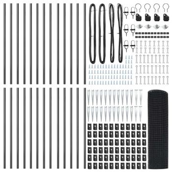 Geschweißter Drahtzaun mit 13 Spike-Posts Grau 1x50 m Stahl