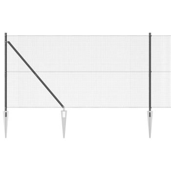 Geschweißter Drahtzaun mit 13 Spitzenpfosten Grau 1.4x50 m Stahl