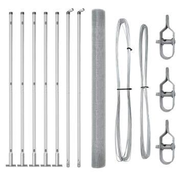 geschweißter Drahtzaun mit 7 Flanschpfosten 1,6x10 m aus feuerverzinktem Stahl