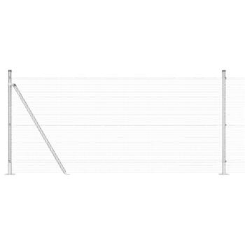 Schweißdrahtzaun mit 13 Flanschpfosten 0.8x25 m Verzinkter Stahl