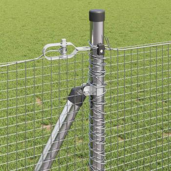 Geschweißter Drahtzaun mit 13 Flanschpfosten 1x25 m Verzinkter Stahl