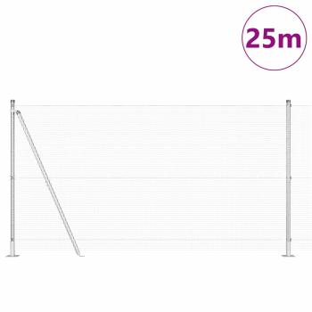 Schweißdrahtzaun mit 13 Flanged Posts 1,2x25 m Verzinkter Stahl
