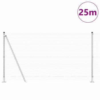 Schweissdrahtzaun mit 13 Flanschpfosten 1,2x25 m feuerverzinkter Stahl