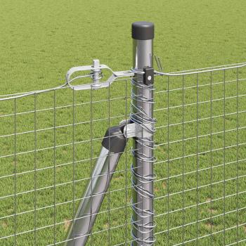 Schweißdrahtzaun mit 13 Flanschpfosten 1,6x25 m Verzinkter Stahl