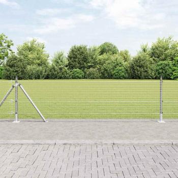 ARDEBO.de - Schweißdrahtzaun mit 13 Flanschpfosten 0,4x50 m verzinkter Stahl
