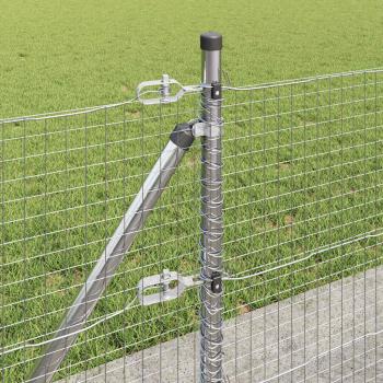 Schweißdrahtzaun mit 13 Flanschpfosten 0,4x50 m verzinkter Stahl