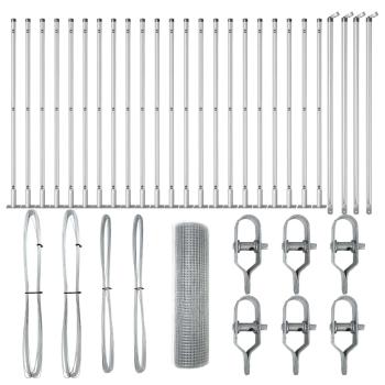 Geschweißter Drahtzaun mit 13 Flanschpfosten 1x50 m Galvanisierter Stahl